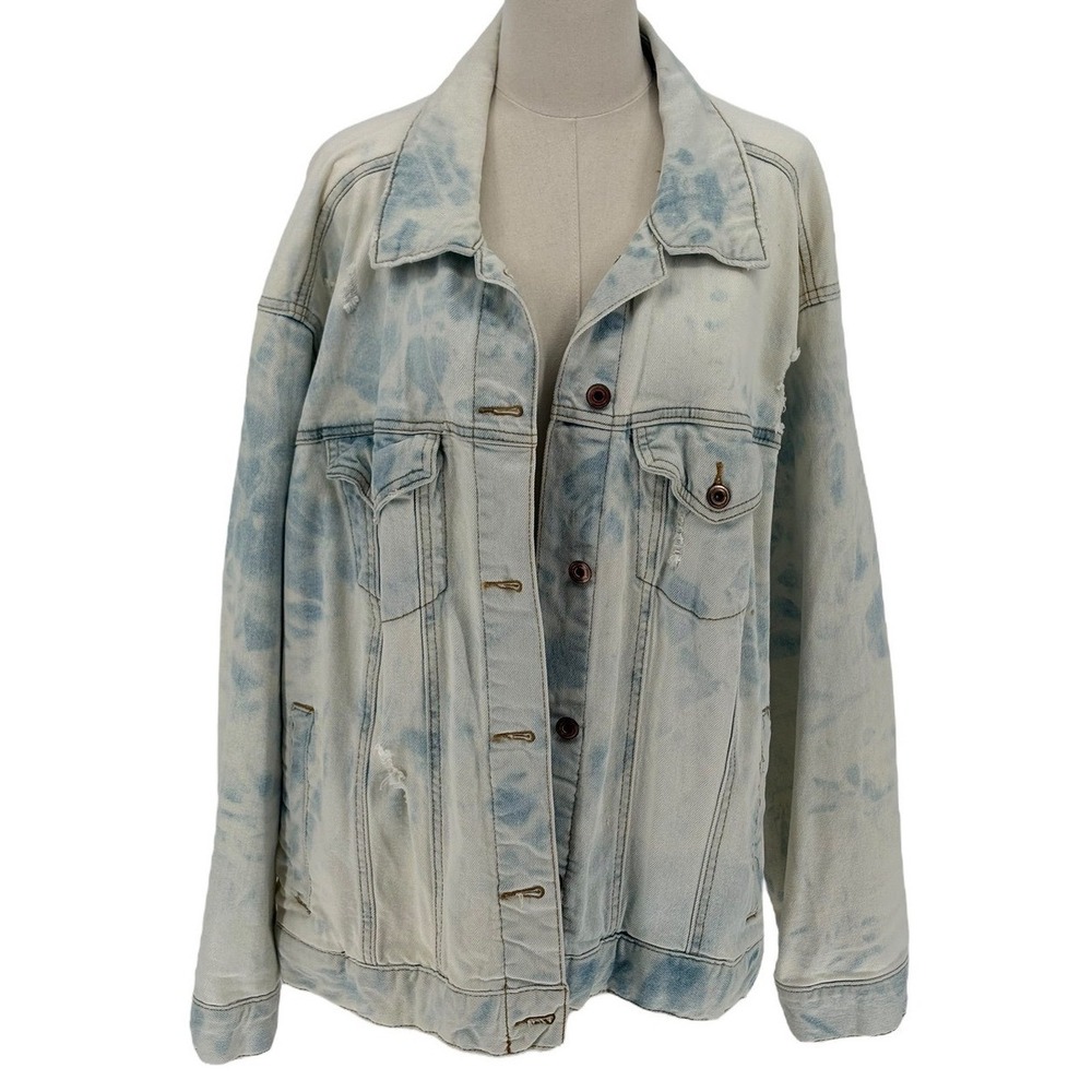 RE generation‎ by Celebrity Pink Bleached Distressed Denim Jacket XL